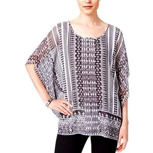 JM Collection | Black & White Geometric Pattern Square Cut Tunic